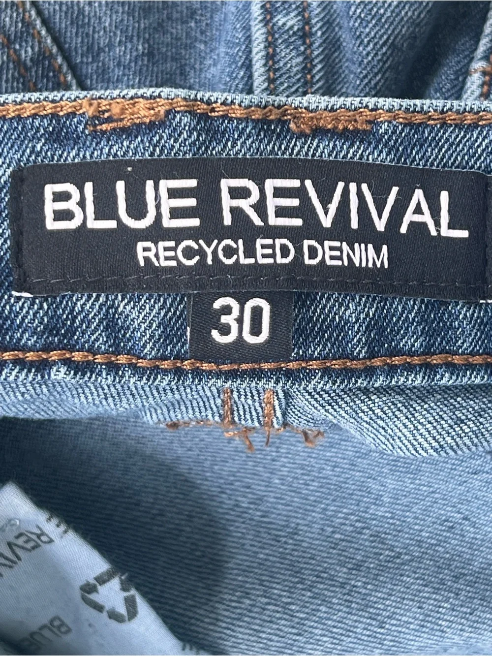Blue Revival Wide Leg Cropped Jeans Cuffed Hem Size 30